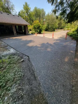Exposed aggregate concrete driveway
