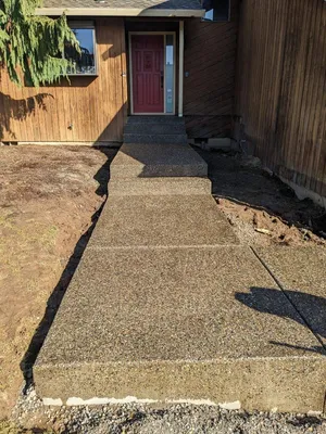 Exposed aggregate concrete walkway